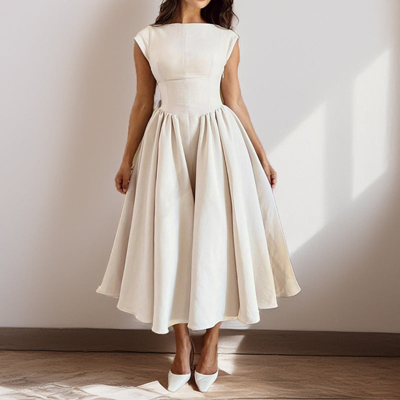 Miriam | Damen Midikleid Mit Rundhalsausschnitt Und Ausgestelltem Rock