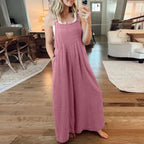 Valeria | Damen Jumpsuit Mit Weitem Bein Und Verstellbaren Trägerknöpfen