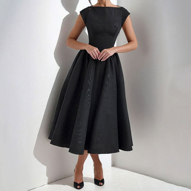 Miriam | Damen Midikleid Mit Rundhalsausschnitt Und Ausgestelltem Rock