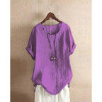 Helene | Damen Bluse In Unifarbe Mit Rundhalsausschnitt