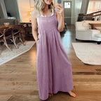Valeria | Damen Jumpsuit Mit Weitem Bein Und Verstellbaren Trägerknöpfen