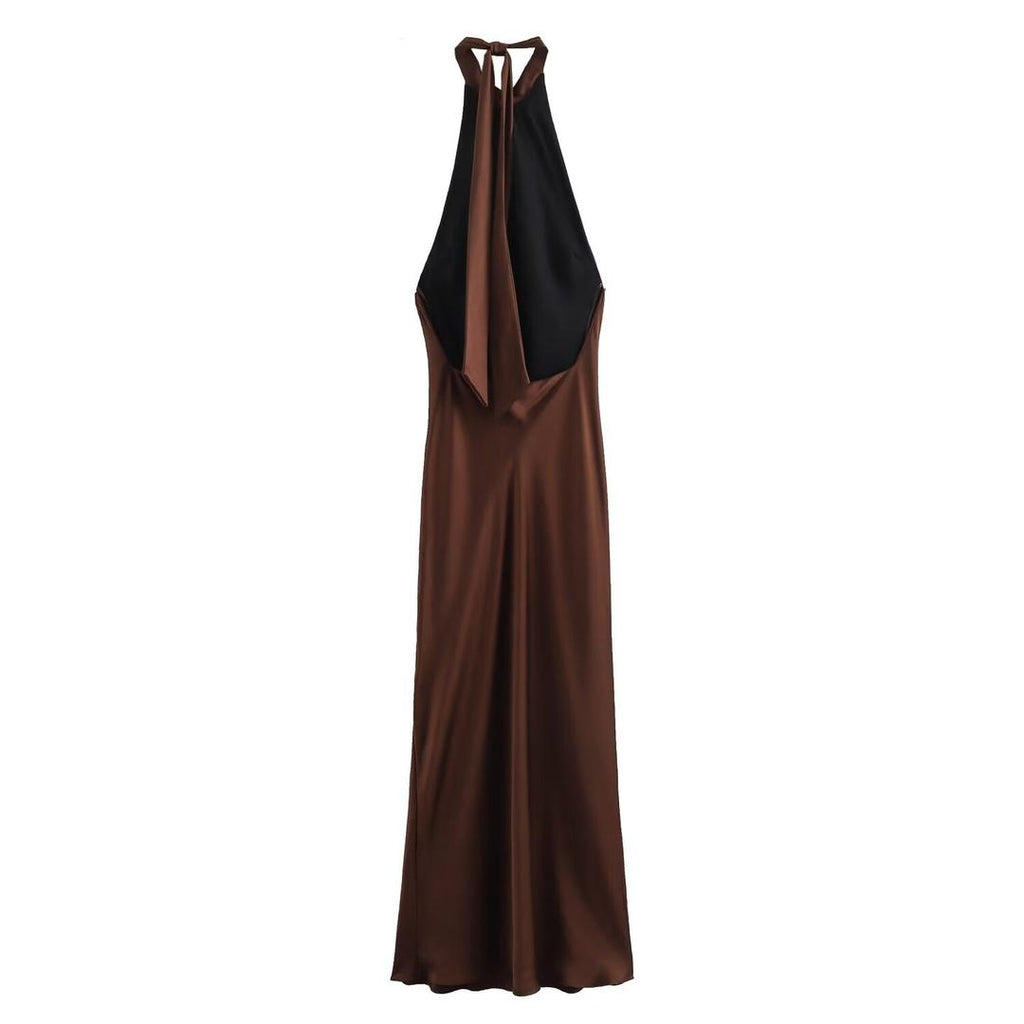 Bianca | Samt Midi Kleid Mit Neckholder Und Ärmellos