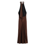 Bianca | Samt Midi Kleid Mit Neckholder Und Ärmellos