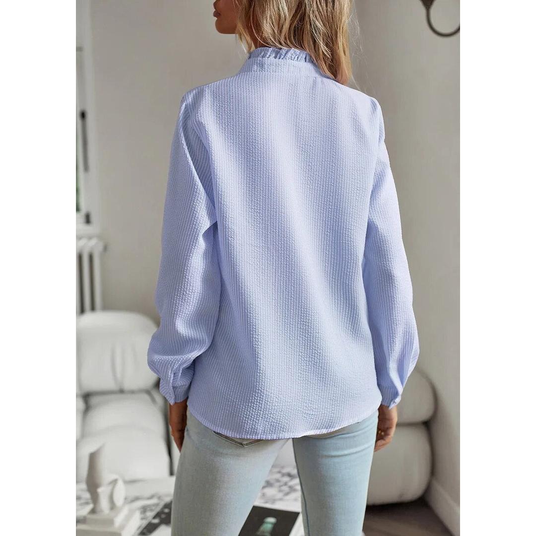 Harper | Damen Bluse Mit Knopfleiste Und Rüschenbesatz