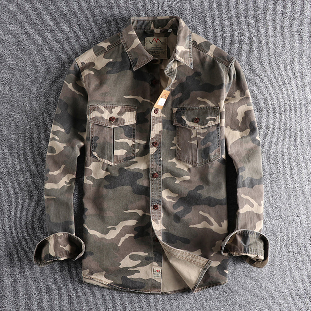 Colby | Herren Langarm Camouflage Hemd Mit Brusttaschen