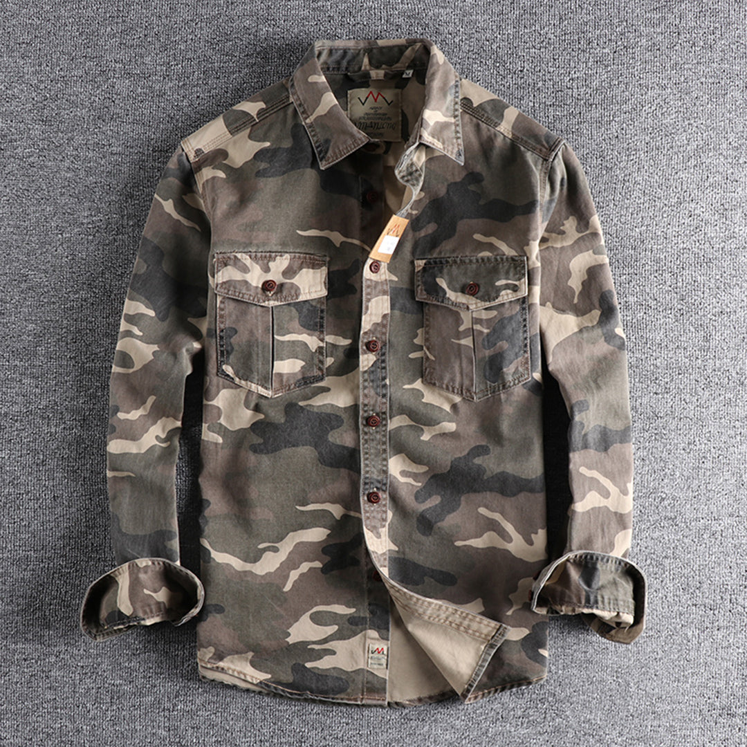 Colby | Herren Langarm Camouflage Hemd Mit Brusttaschen