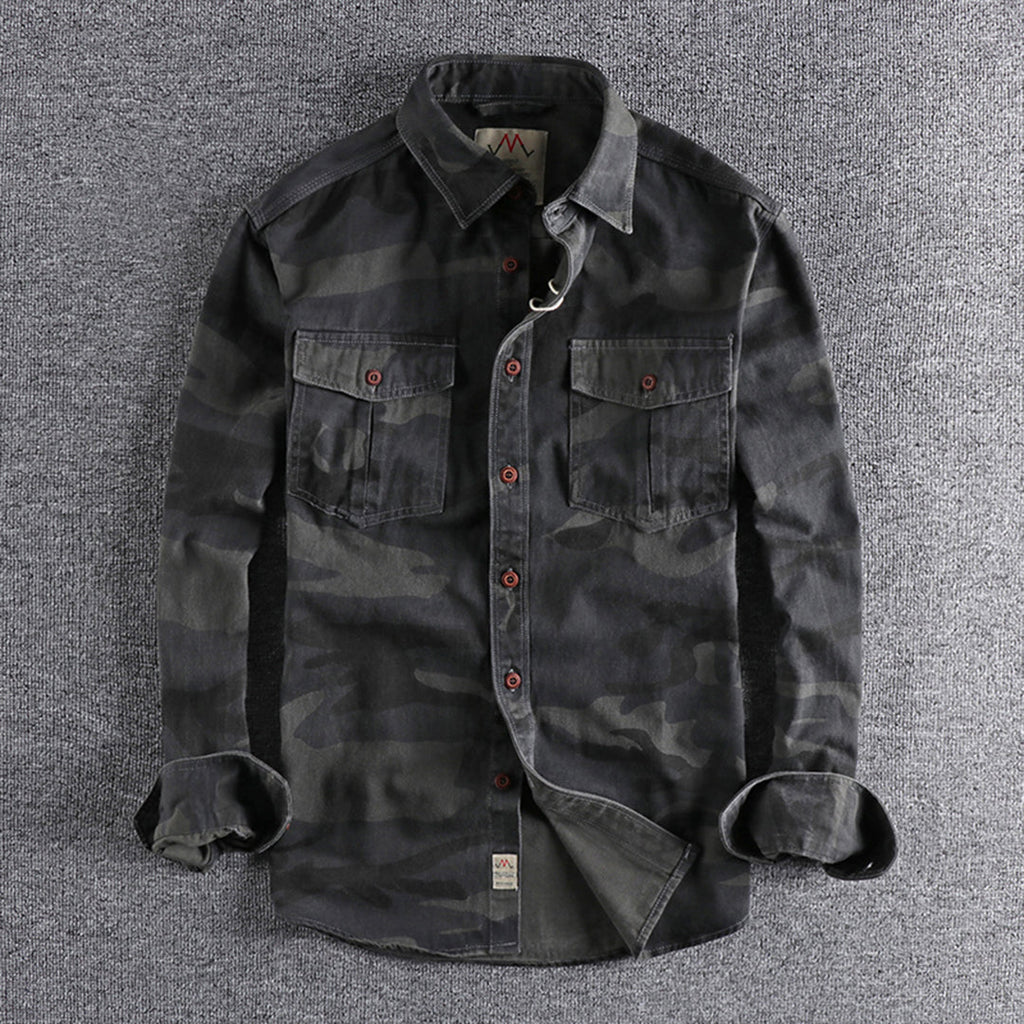 Colby | Herren Langarm Camouflage Hemd Mit Brusttaschen
