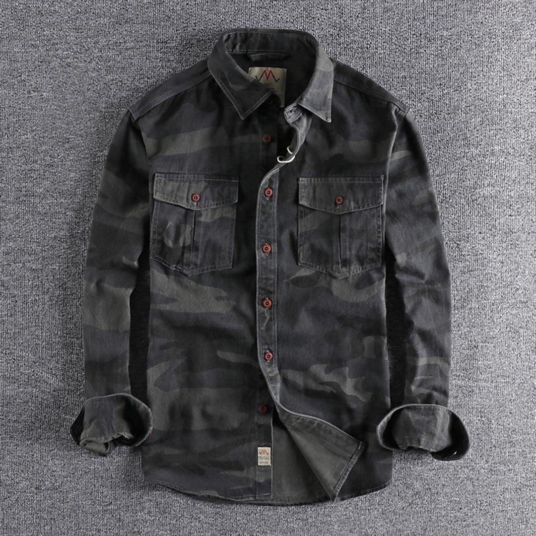 Colby | Herren Langarm Camouflage Hemd Mit Brusttaschen