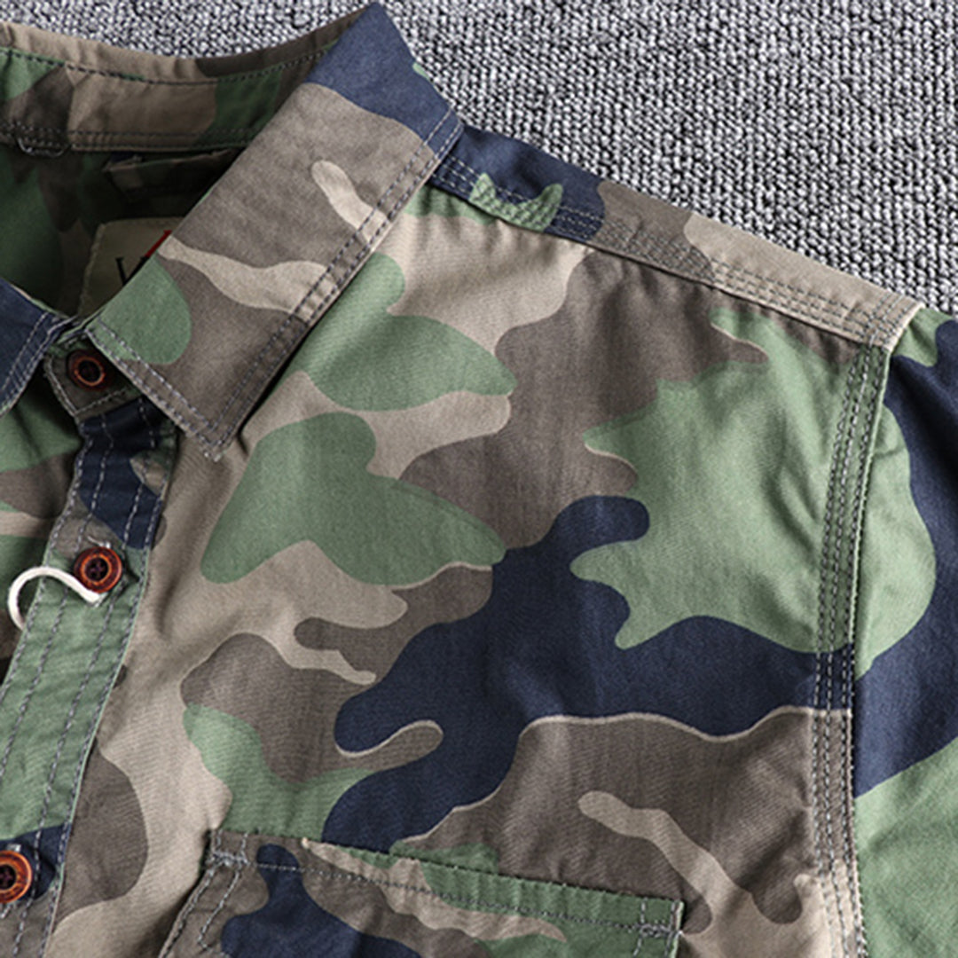 Colby | Herren Langarm Camouflage Hemd Mit Brusttaschen