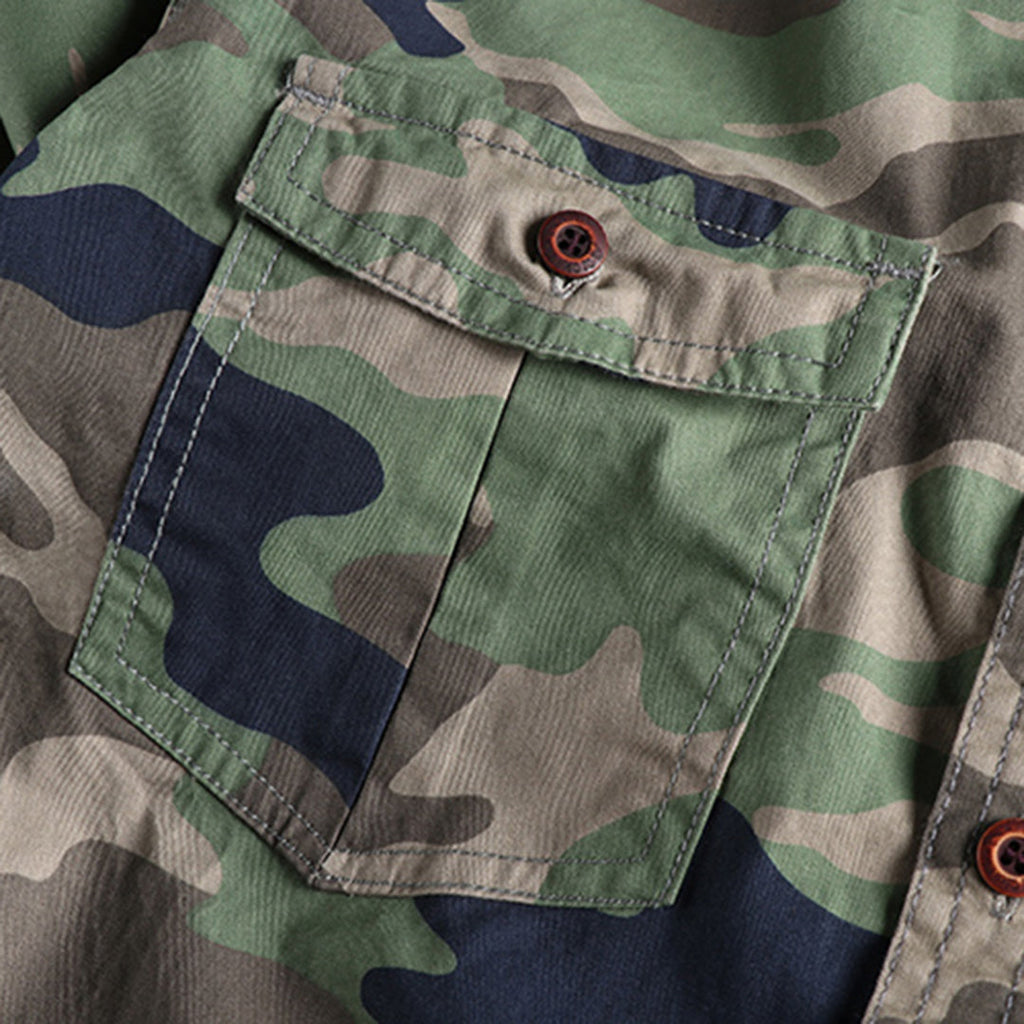 Colby | Herren Langarm Camouflage Hemd Mit Brusttaschen