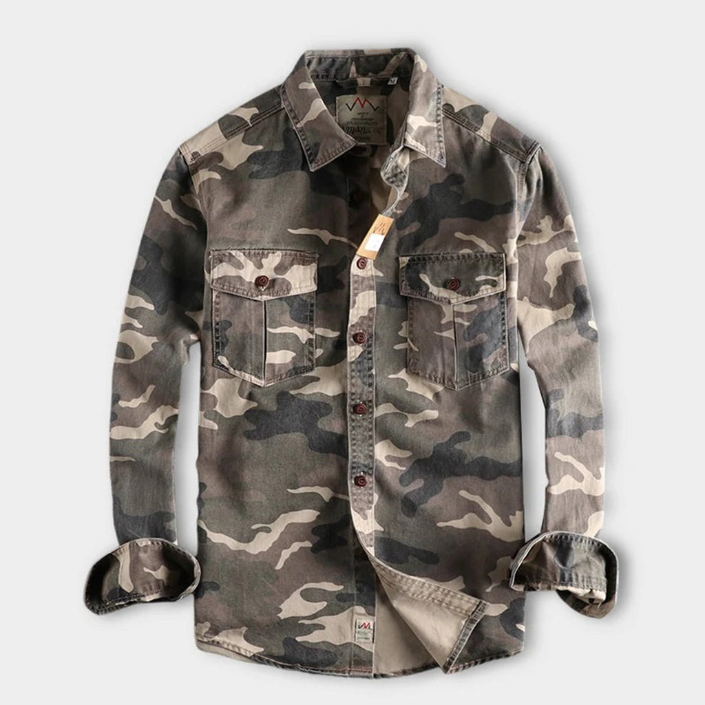 Colby | Herren Langarm Camouflage Hemd Mit Brusttaschen