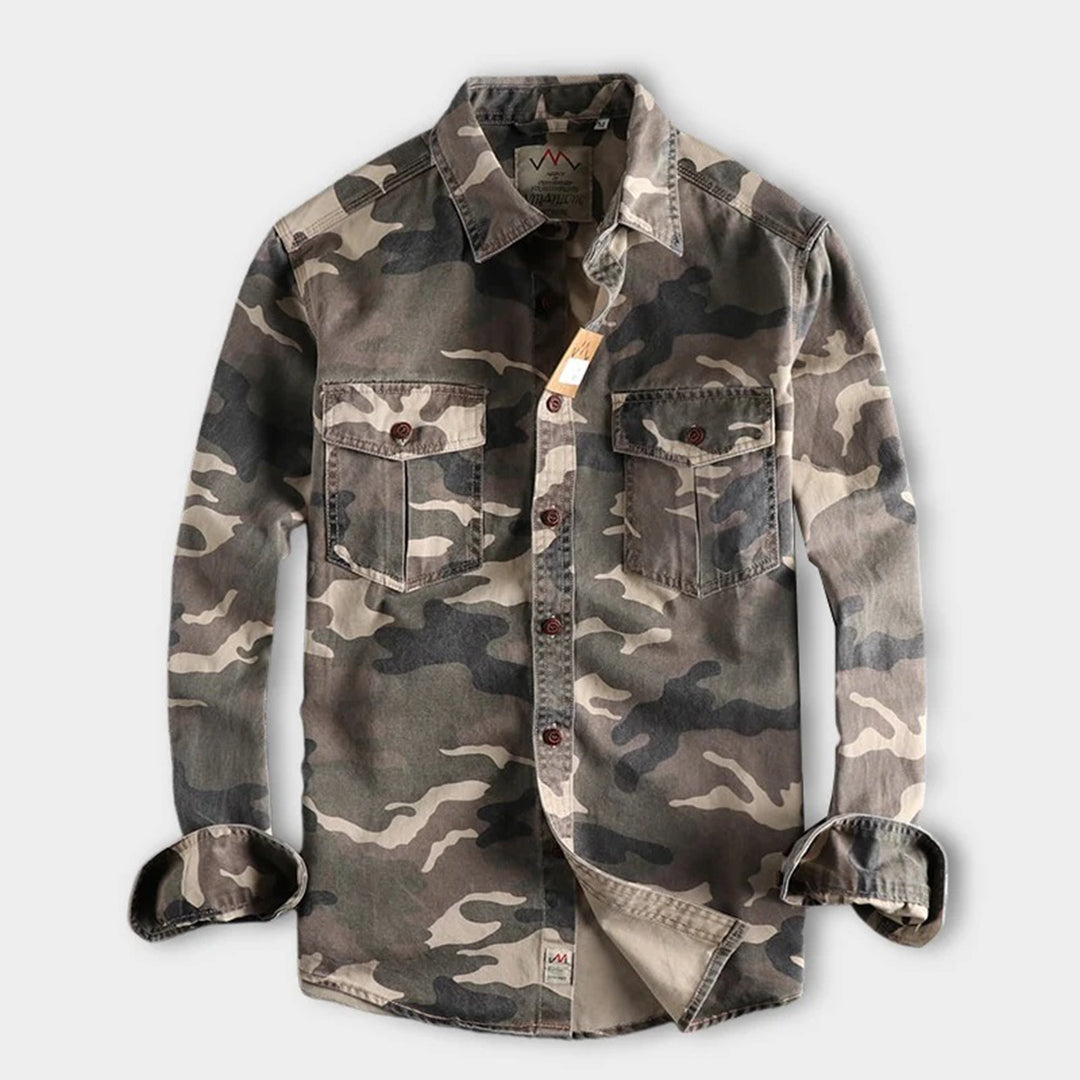 Colby | Herren Langarm Camouflage Hemd Mit Brusttaschen