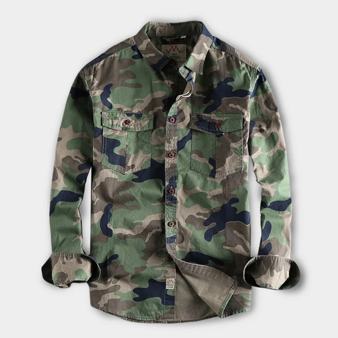 Colby | Herren Langarm Camouflage Hemd Mit Brusttaschen