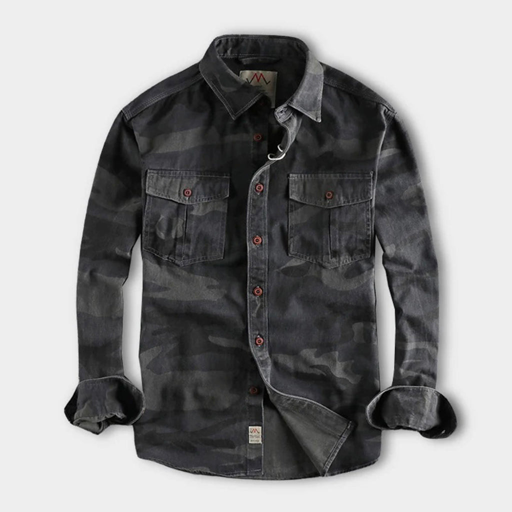 Colby | Herren Langarm Camouflage Hemd Mit Brusttaschen