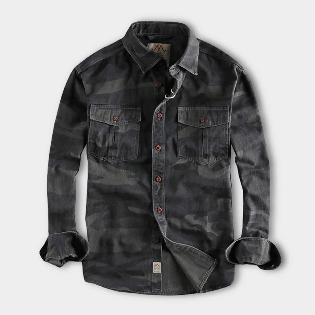 Colby | Herren Langarm Camouflage Hemd Mit Brusttaschen
