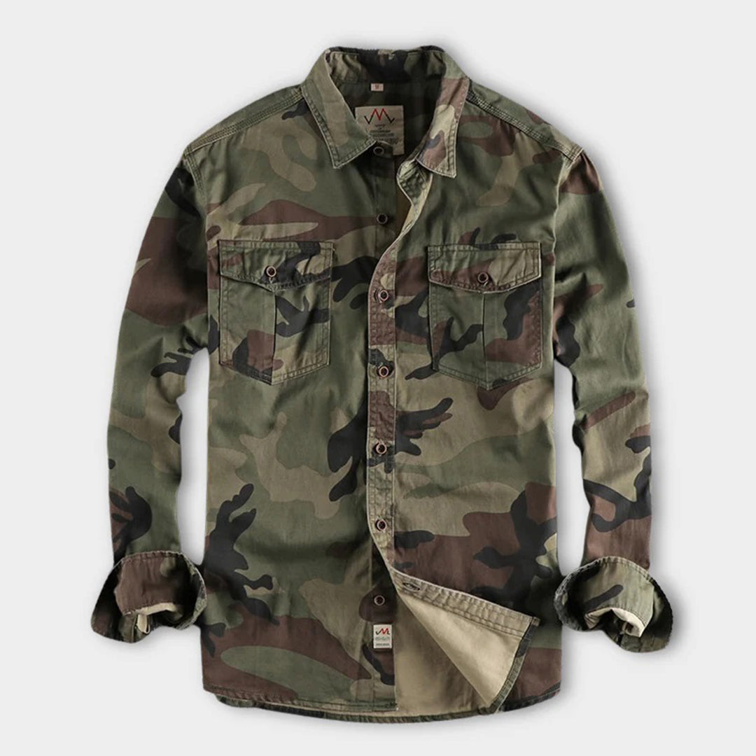 Colby | Herren Langarm Camouflage Hemd Mit Brusttaschen