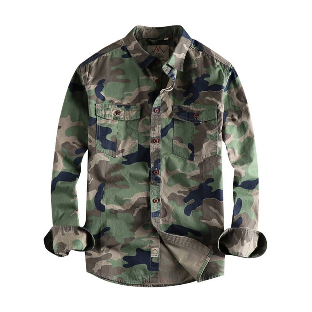Colby | Herren Langarm Camouflage Hemd Mit Brusttaschen