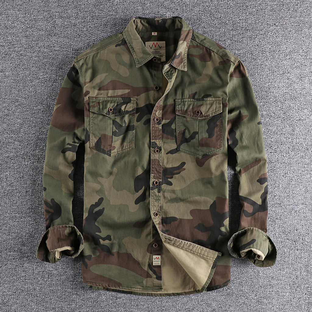 Colby | Herren Langarm Camouflage Hemd Mit Brusttaschen