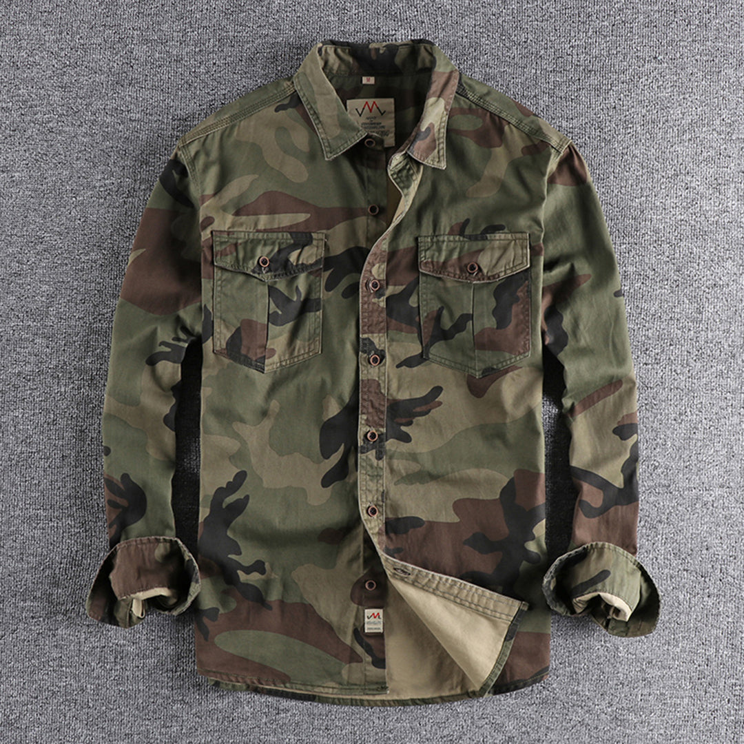 Colby | Herren Langarm Camouflage Hemd Mit Brusttaschen