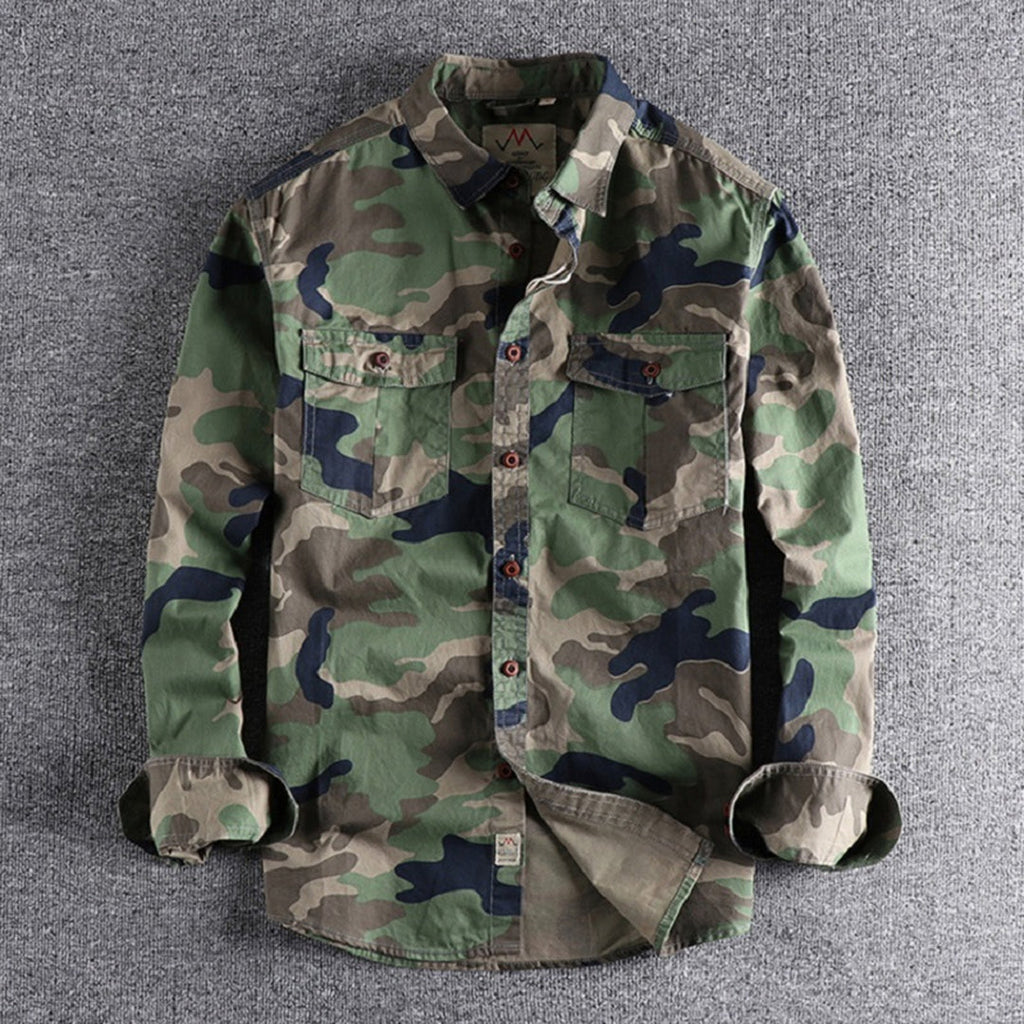 Colby | Herren Langarm Camouflage Hemd Mit Brusttaschen