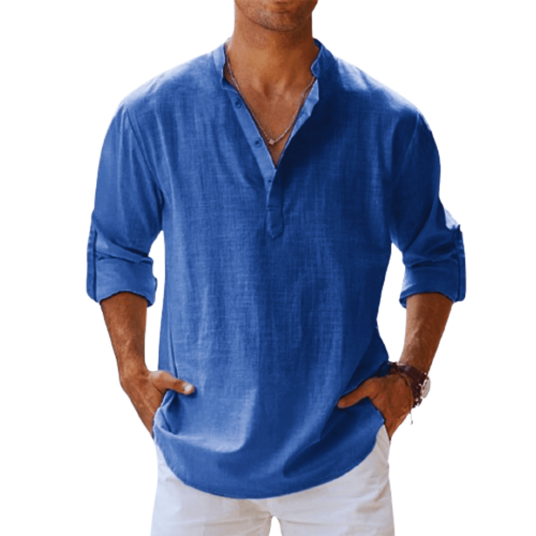 Graham | Herren Leinenmischung Henley Hemd Mit Knopfleiste
