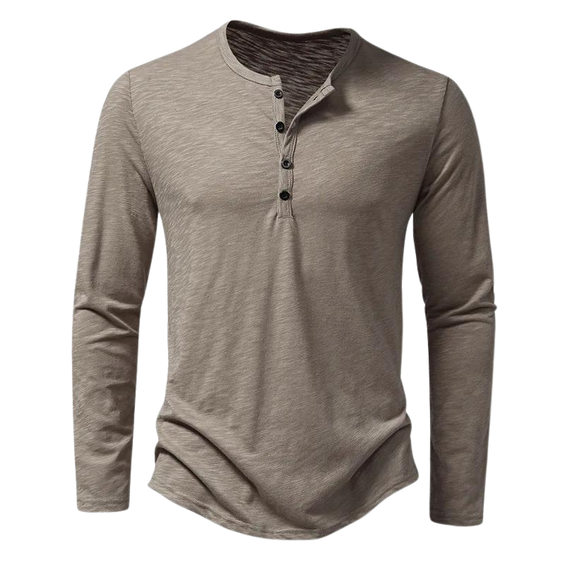 Aaron | Herren Langarm Henley Shirt Mit Knopfleiste