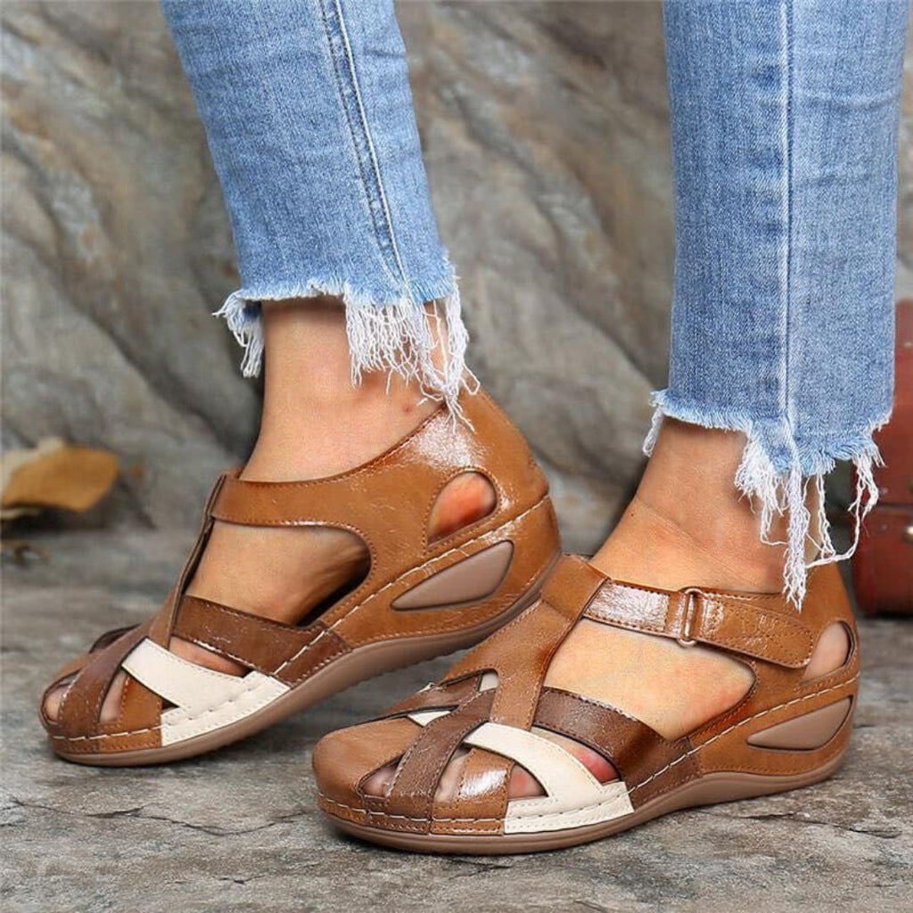 Marina | Damen Colourblock Sandalen Mit Geschlossener Zehenpartie