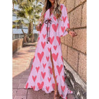 Zoe | Damen Maxi Kleid Mit Grafikprint Und V-Ausschnitt