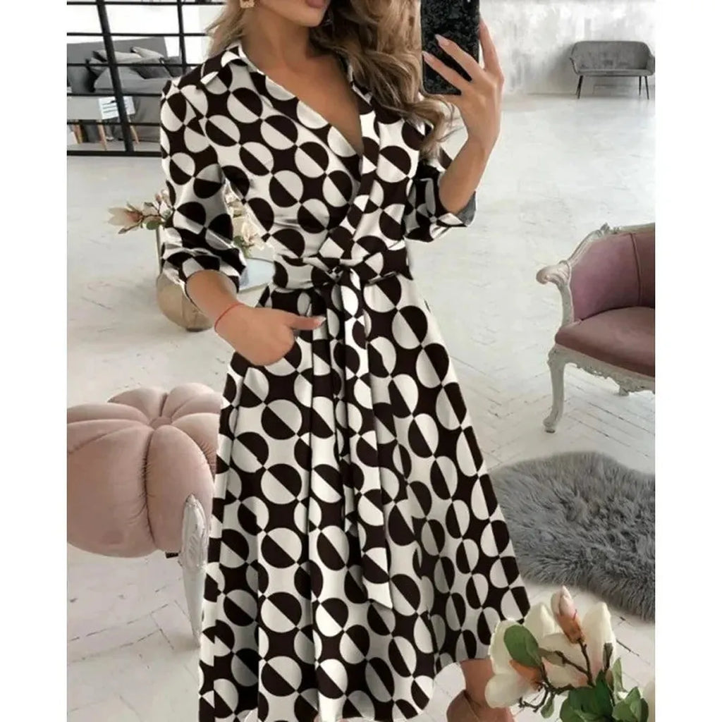 Georgia | Langarm Wickelkleid Mit Kragen Und Bindegürtel