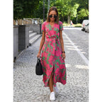 Penelope | Damen Midi Kleid Mit Blumenprint Und Bindegürtel