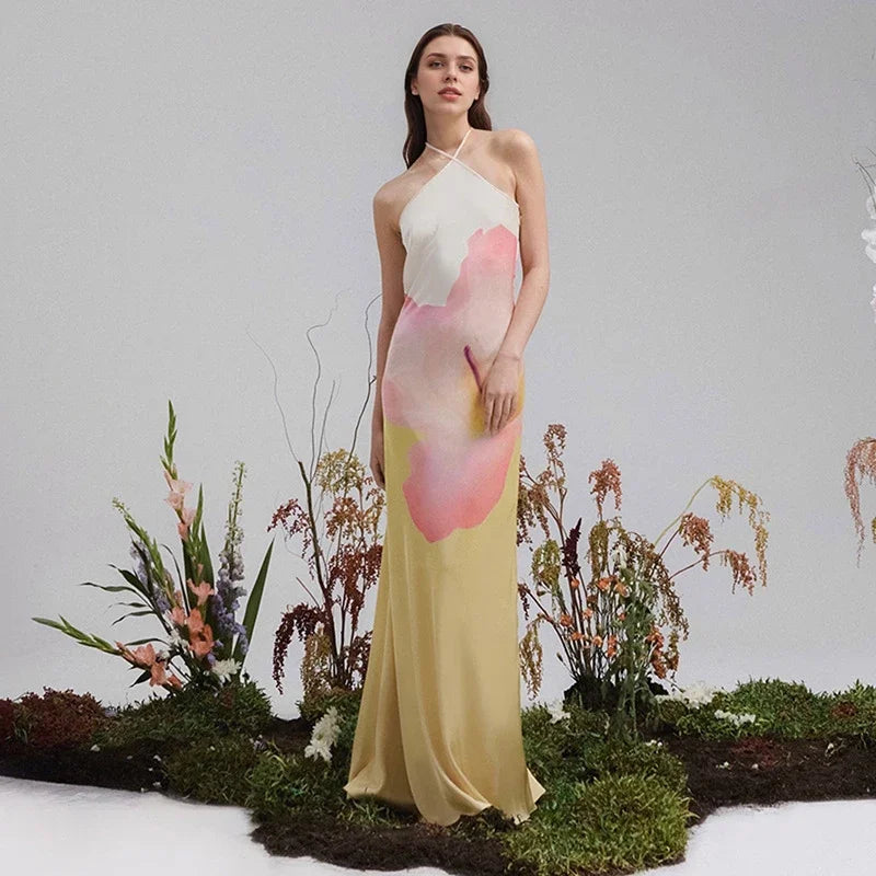 Valentina | Damen Maxikleid Mit Ein-Schulter-Träger Und Floralem Print