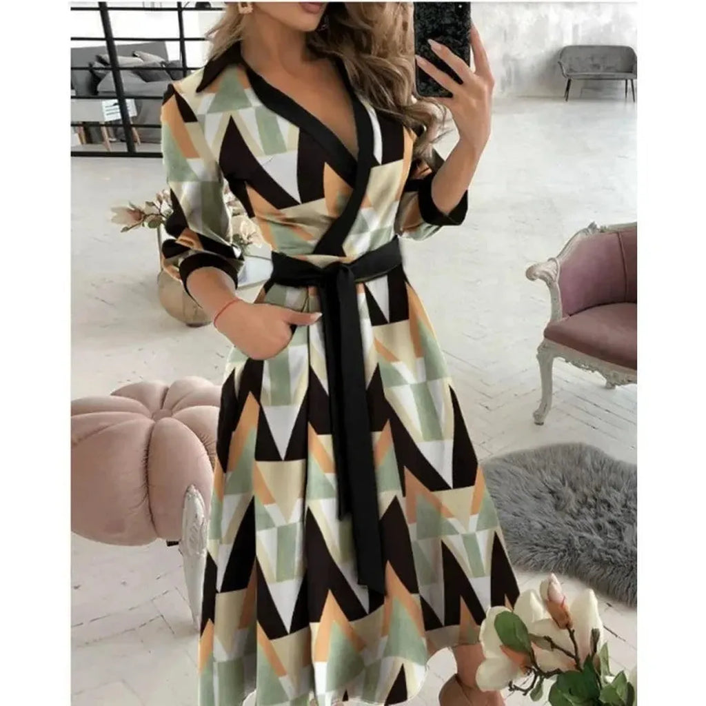 Georgia | Langarm Wickelkleid Mit Kragen Und Bindegürtel