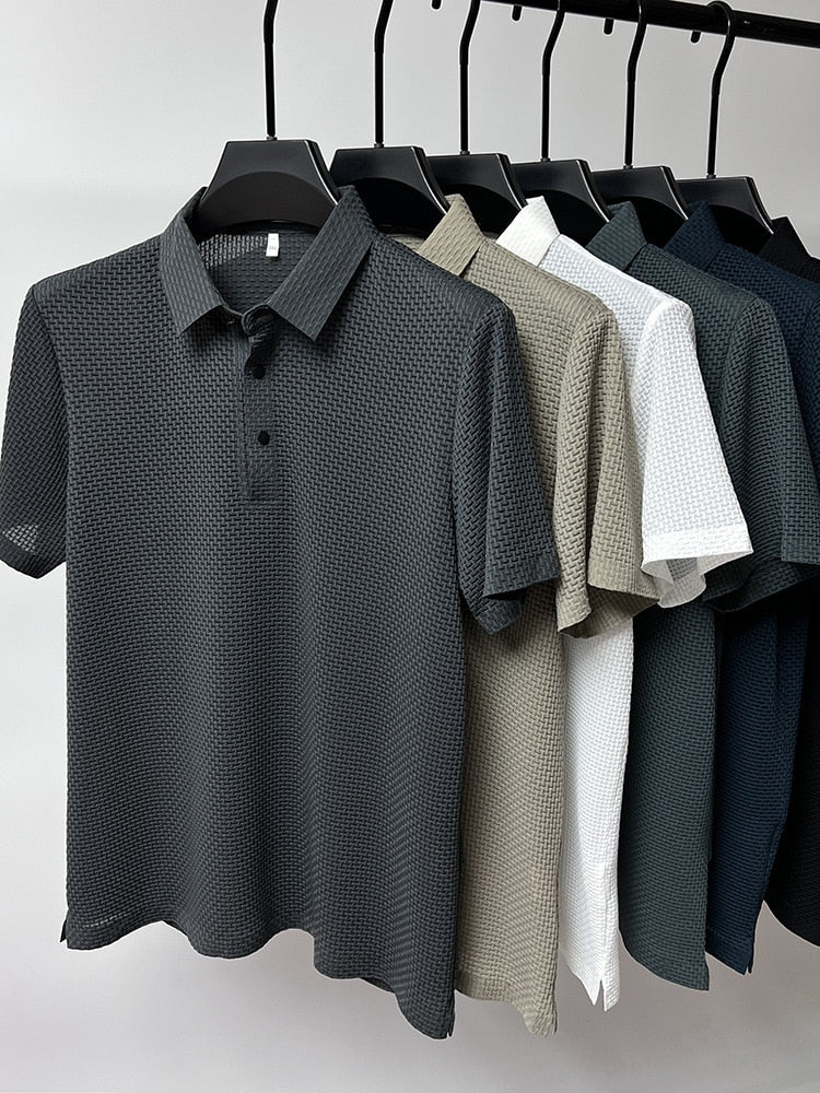 Leo | Herren Kurzarm Poloshirt Mit Strukturmuster