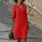 Brielle | Damen Mini Kleid Mit V-Ausschnitt Und 3/4-Ärmeln