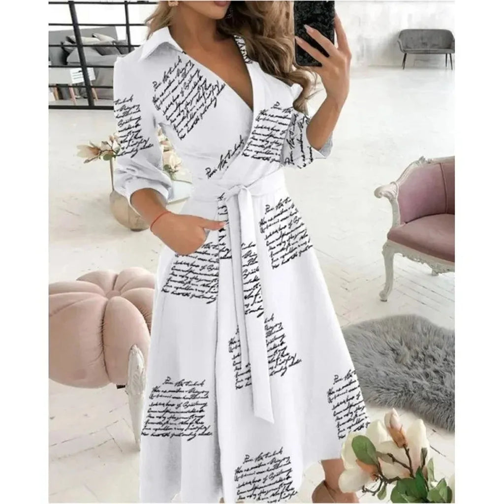 Georgia | Langarm Wickelkleid Mit Kragen Und Bindegürtel