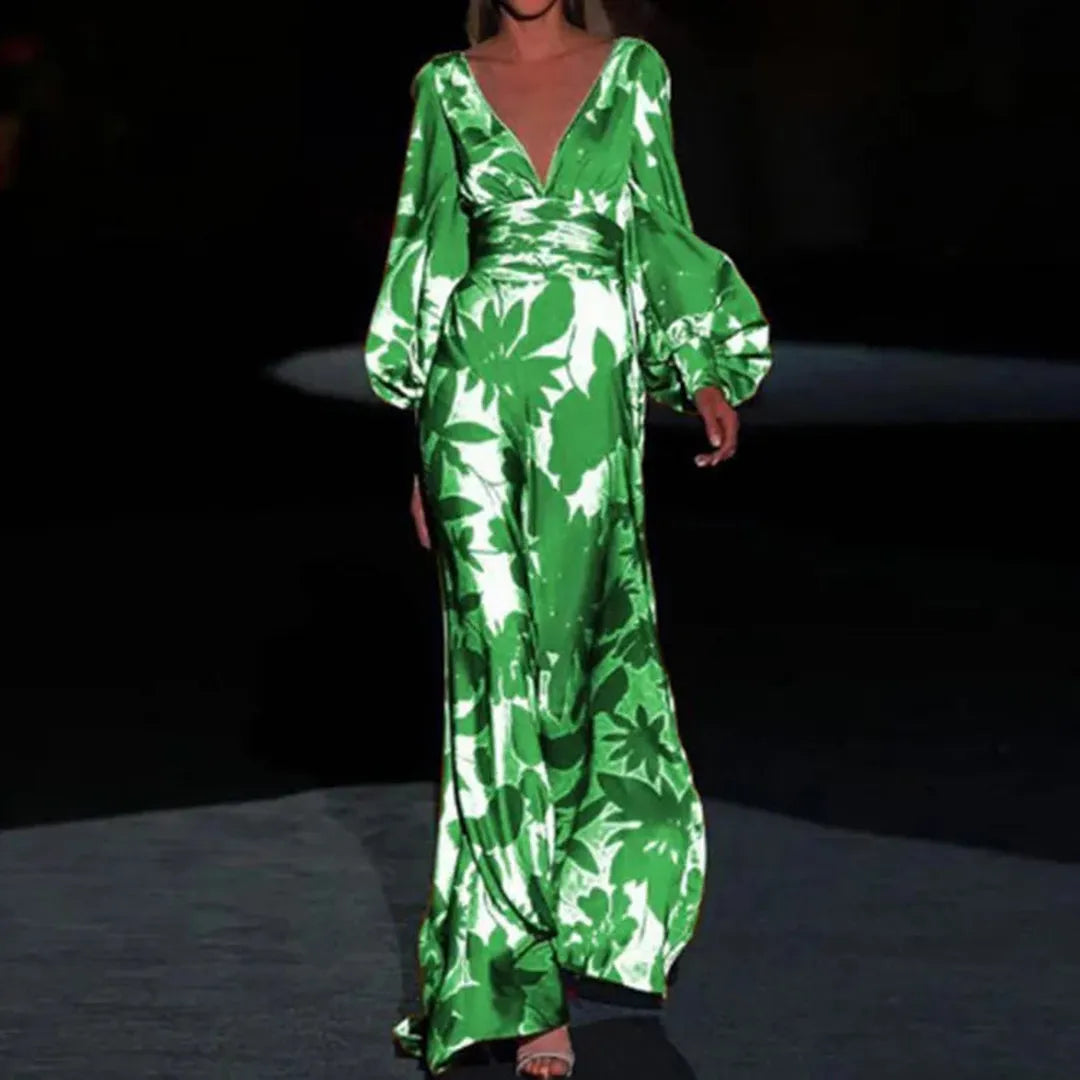 Juniper | Langarm Blumenprint Maxi Kleid Mit V-Ausschnitt