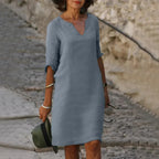Brielle | Damen Mini Kleid Mit V-Ausschnitt Und 3/4-Ärmeln