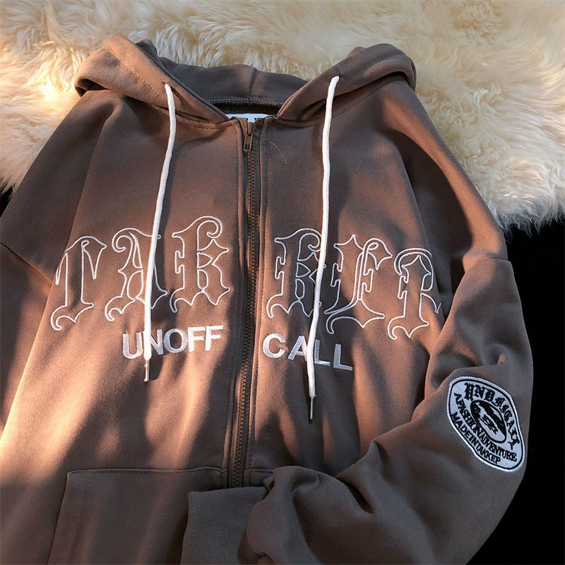 Hunter | Herren Oversize Hoodie Mit Reißverschluss Und Frontprint