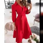 Georgia | Langarm Wickelkleid Mit Kragen Und Bindegürtel