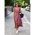 Tiffany | Damen Florales Wickel Midikleid Mit V-Ausschnitt