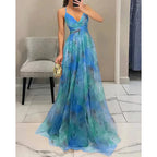 Isabelle | Blumenprint Maxi Kleid Mit V-Ausschnitt Und Spaghettiträgern
