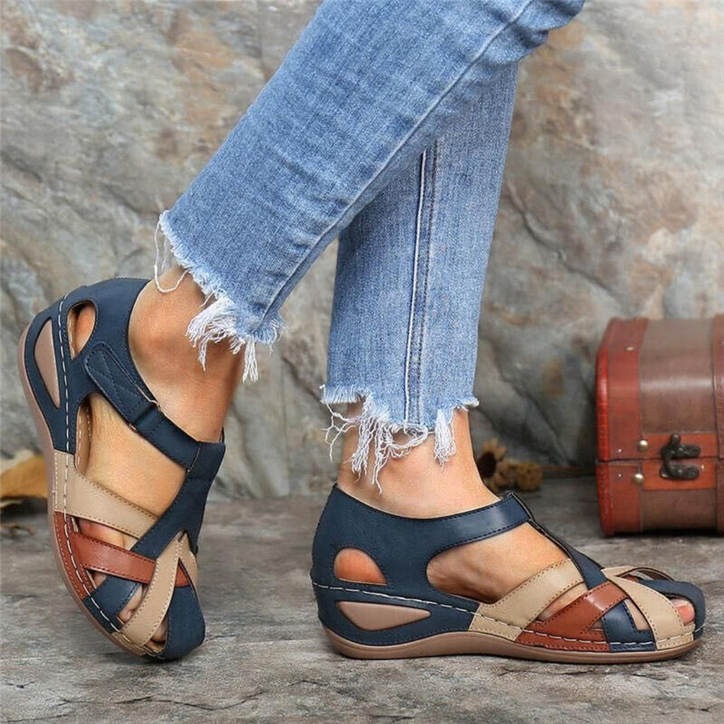 Marina | Damen Colourblock Sandalen Mit Geschlossener Zehenpartie