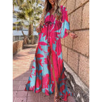 Zoe | Damen Maxi Kleid Mit Grafikprint Und V-Ausschnitt