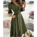 Georgia | Langarm Wickelkleid Mit Kragen Und Bindegürtel