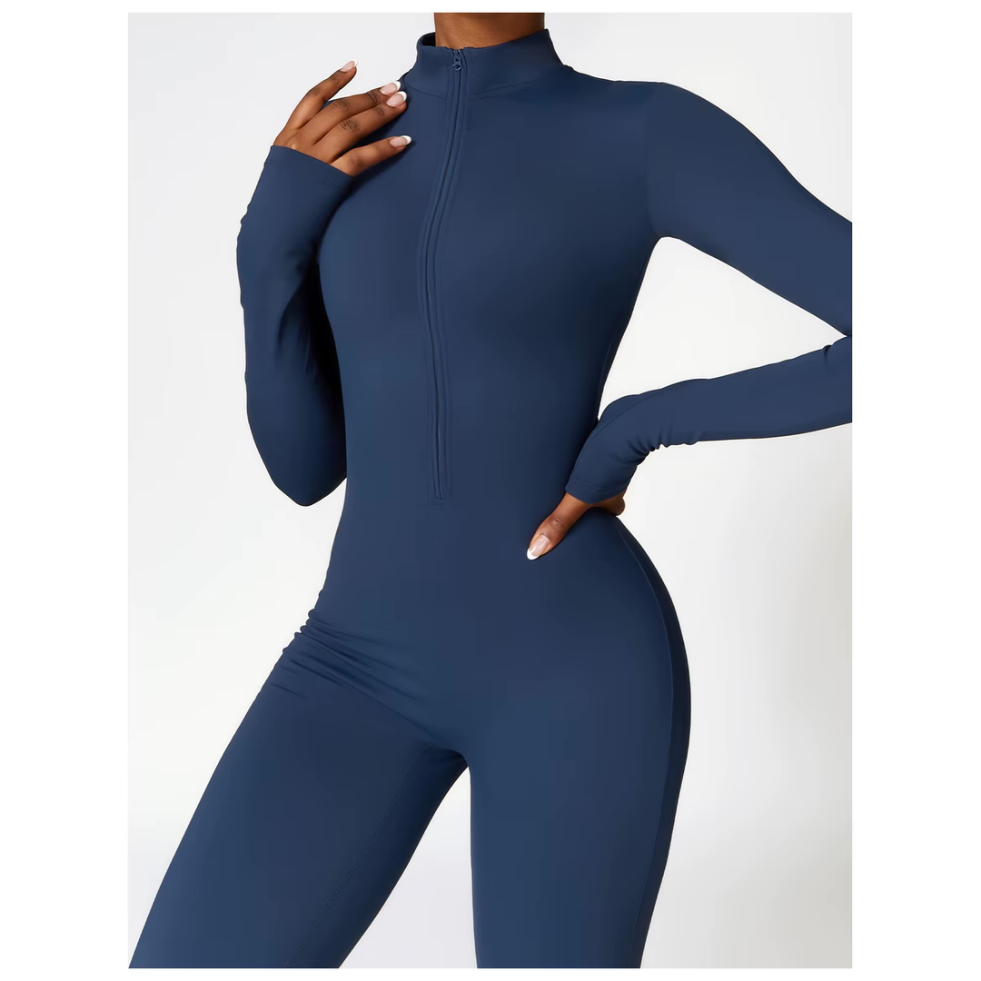 Ava | Damen Jumpsuit mit Stretchanteil und verstellbarem Kragen