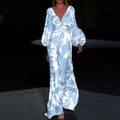 Juniper | Langarm Blumenprint Maxi Kleid Mit V-Ausschnitt