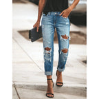 Paisley | Damen Mid Waist Jeans Mit Geradem Bein Und Rissen