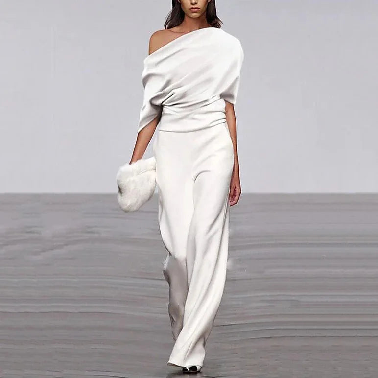 Teagan | Damen One-Shoulder Jumpsuit Mit Drapiertem Oberteil