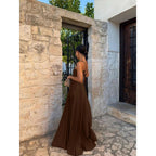 Elena | Damen Plissiertes Maxi Kleid Mit Spaghettiträgern
