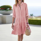 Brianna | Damen Gestreiftes Mini Kleid Mit Dreiviertelärmeln